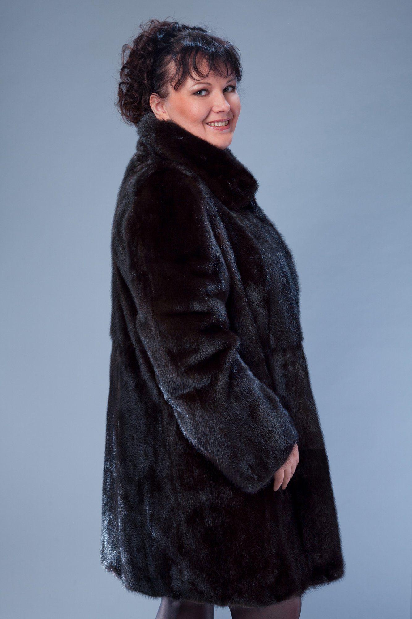 Шуба из норки c воротником апаш фото