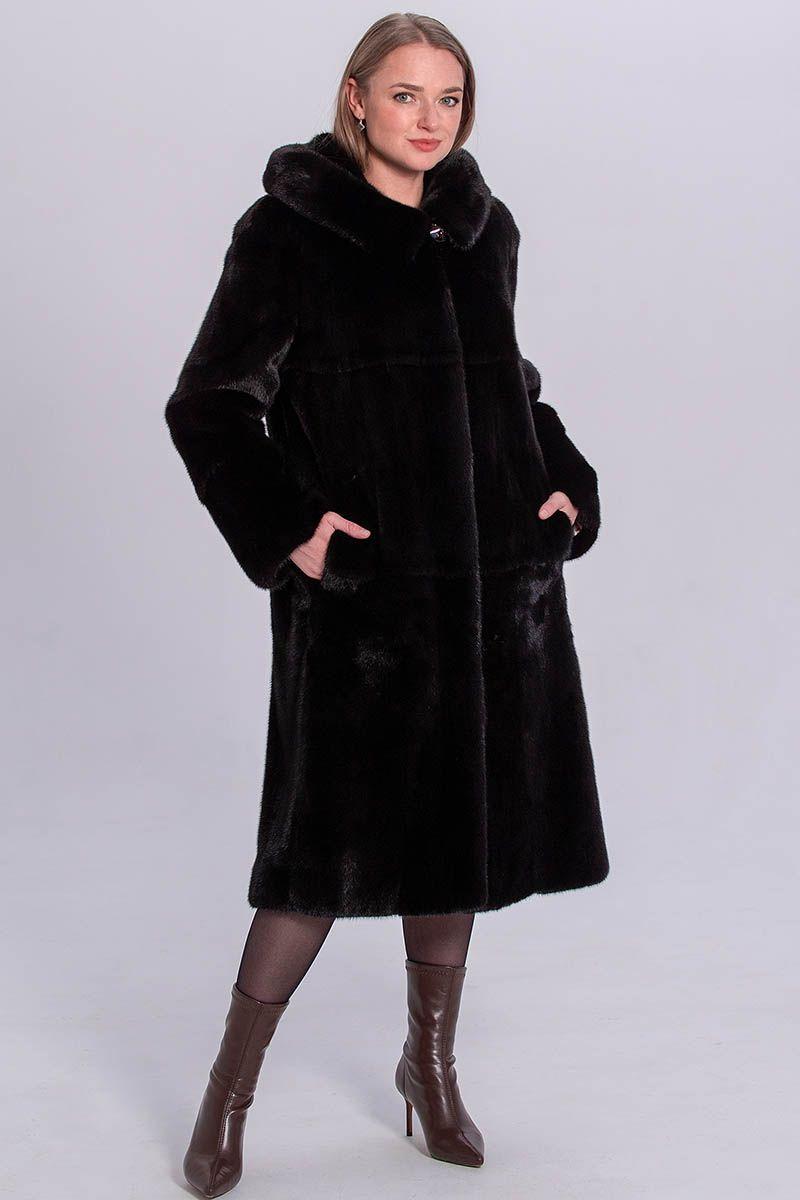 Норковая шуба с капюшоном фото