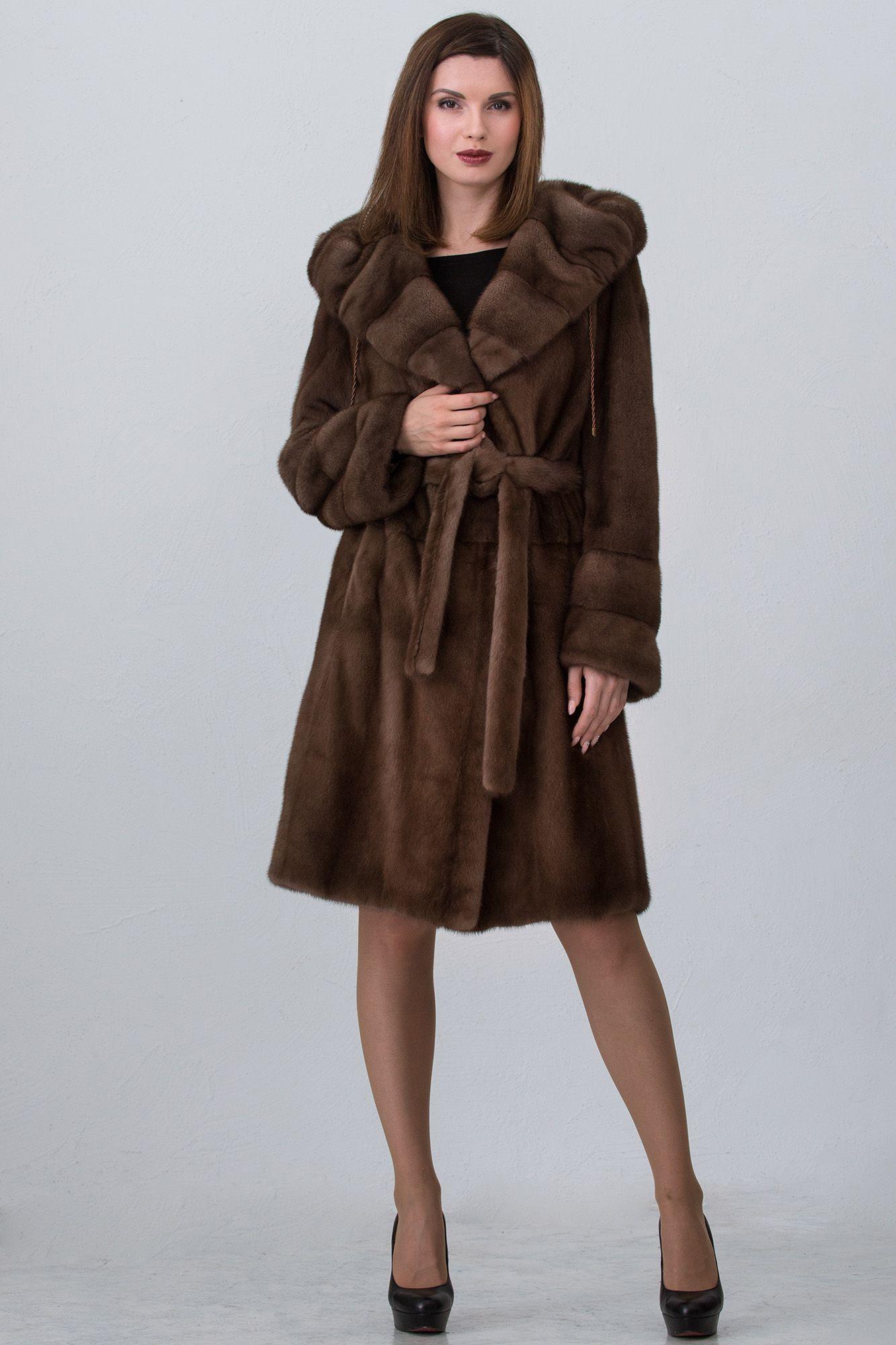 Шуба из норки с капюшоном фото