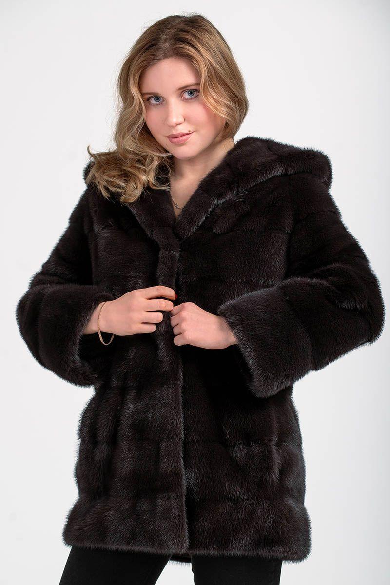 Куртка из норки с капюшоном фото