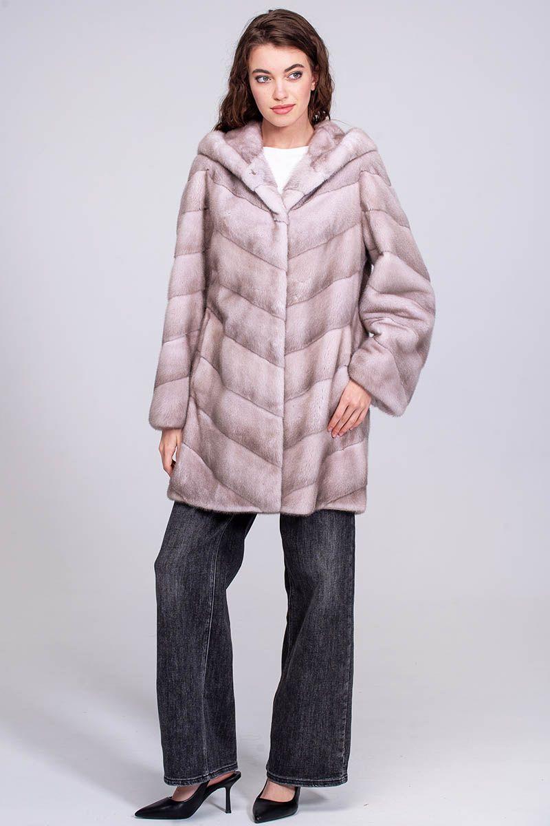 Шуба из норки с капюшоном фото