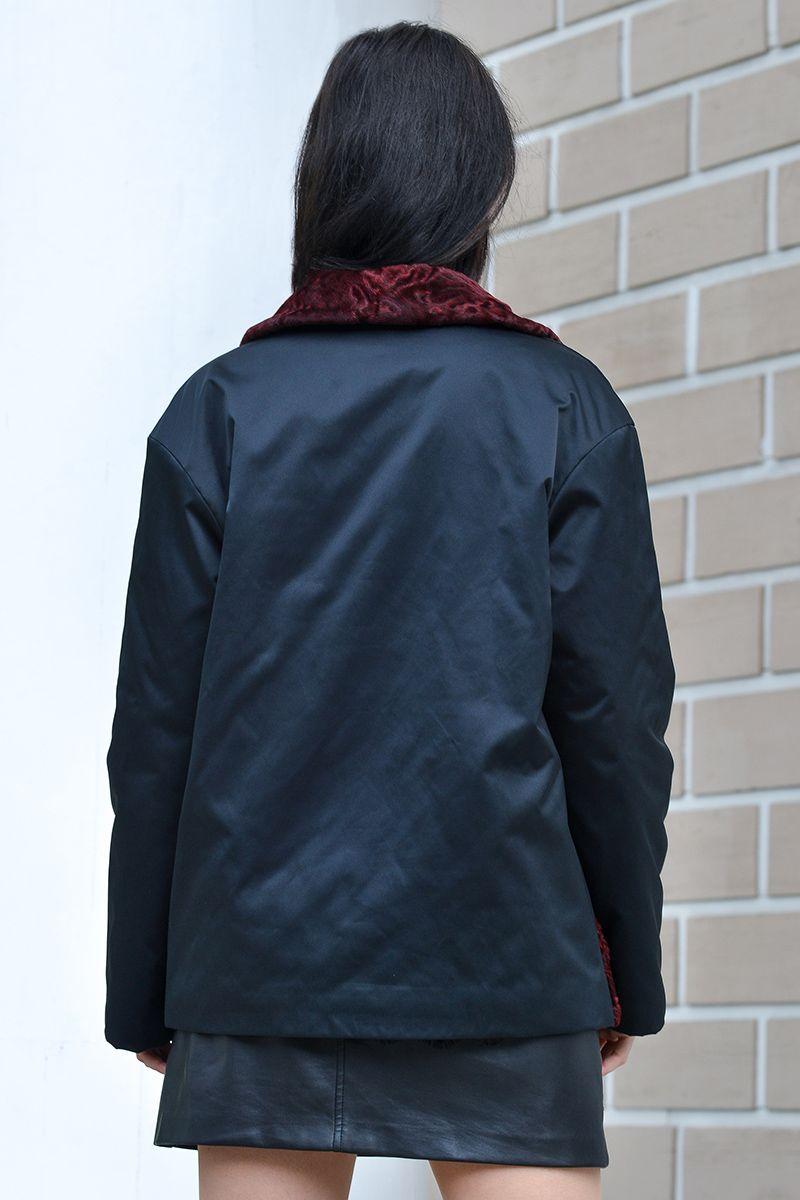 Куртка из плащевой ткани с каракульчой фото