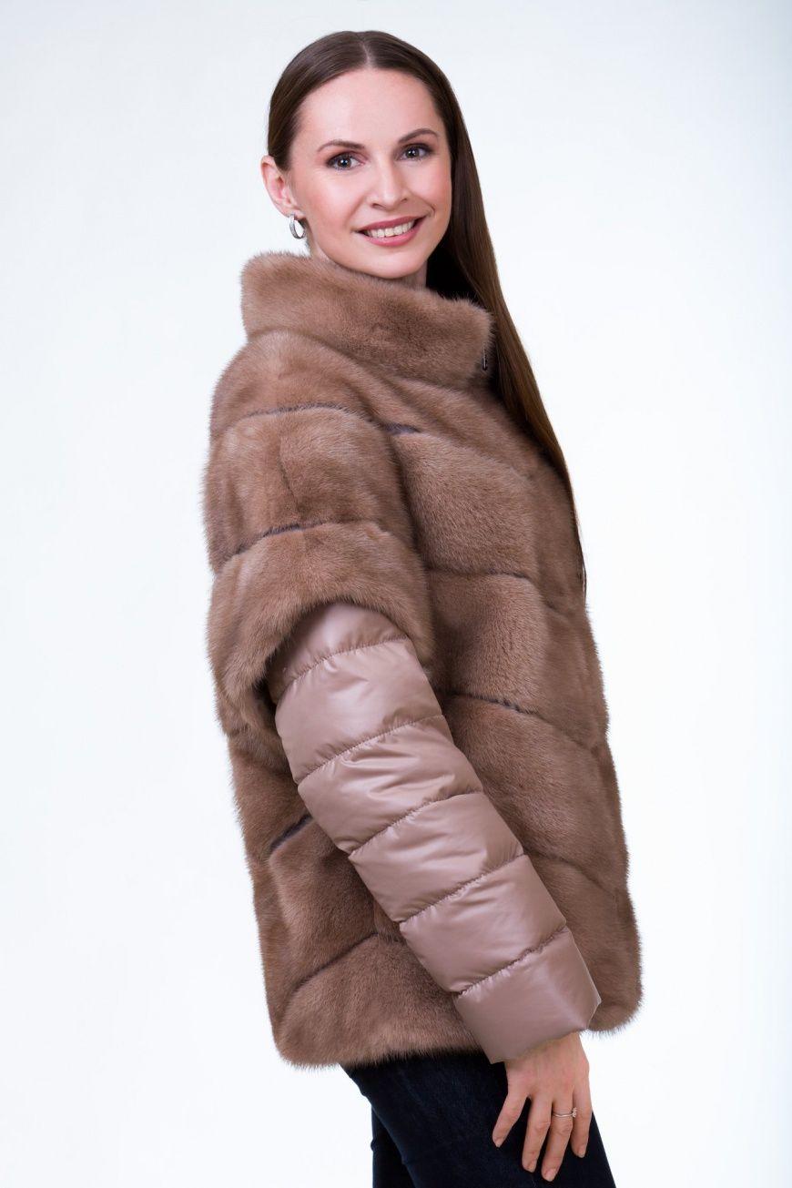 Куртка из норки с воротником стойка фото