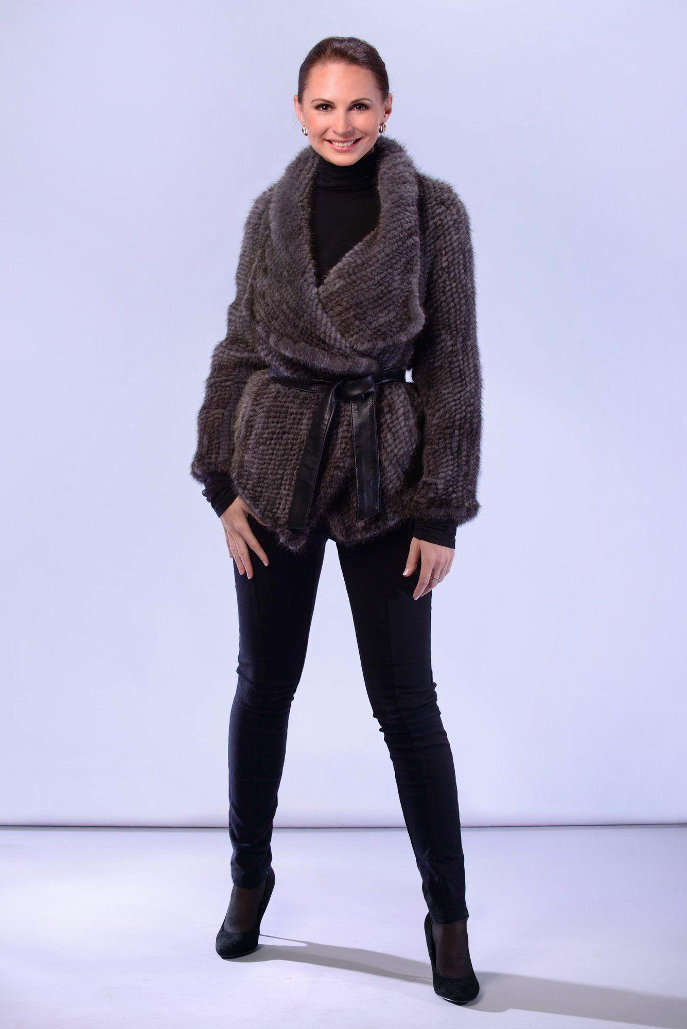 Жакет вязаный из меха норки фото