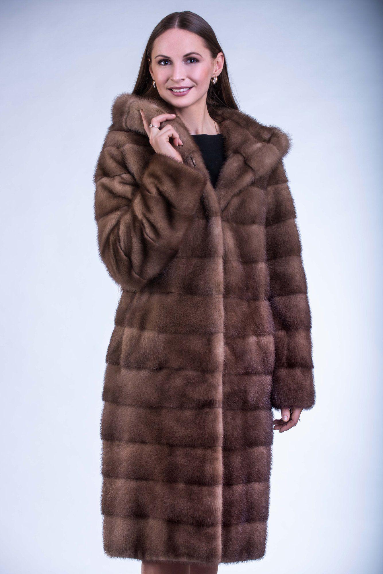 Норковая шуба с капюшоном фото