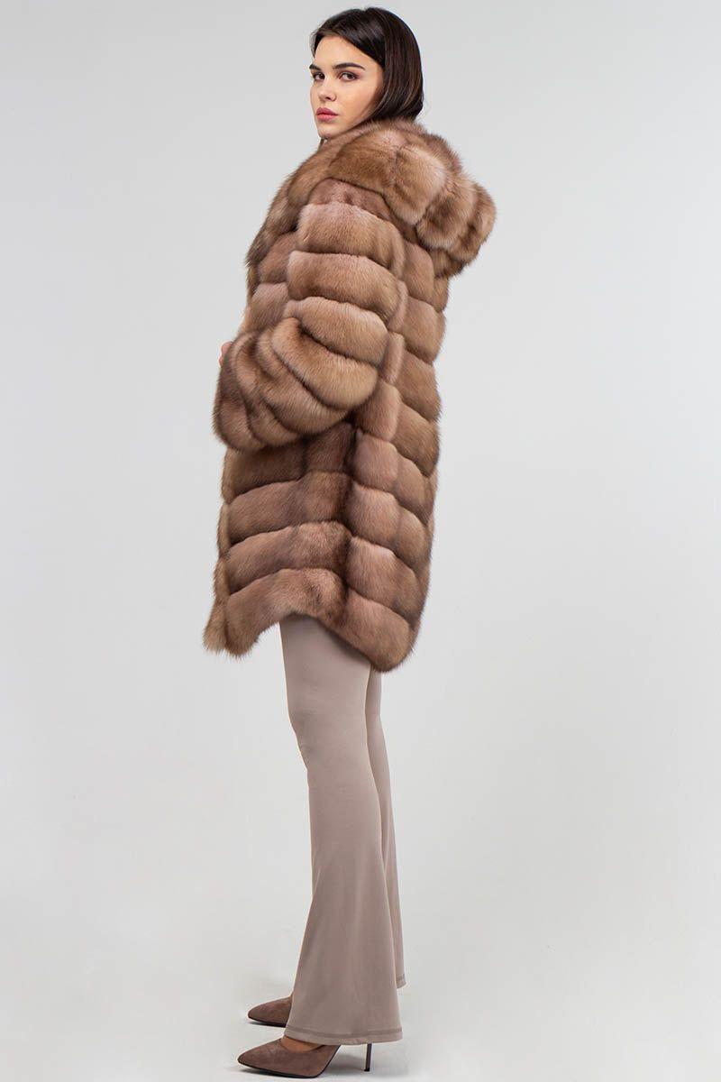 Шуба из соболя с капюшоном фото