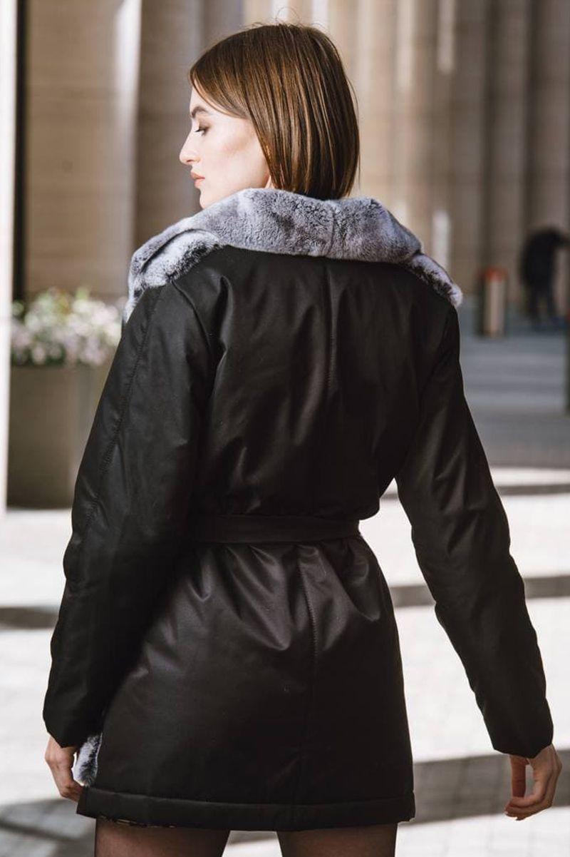 Куртка  из меха кролика с тканью фото