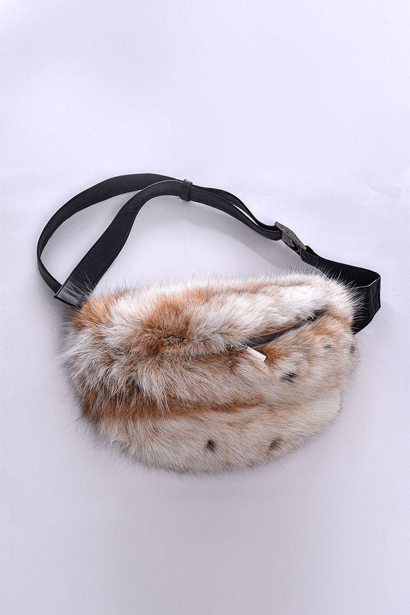 Сумка-пояс из натурального меха рыси фото