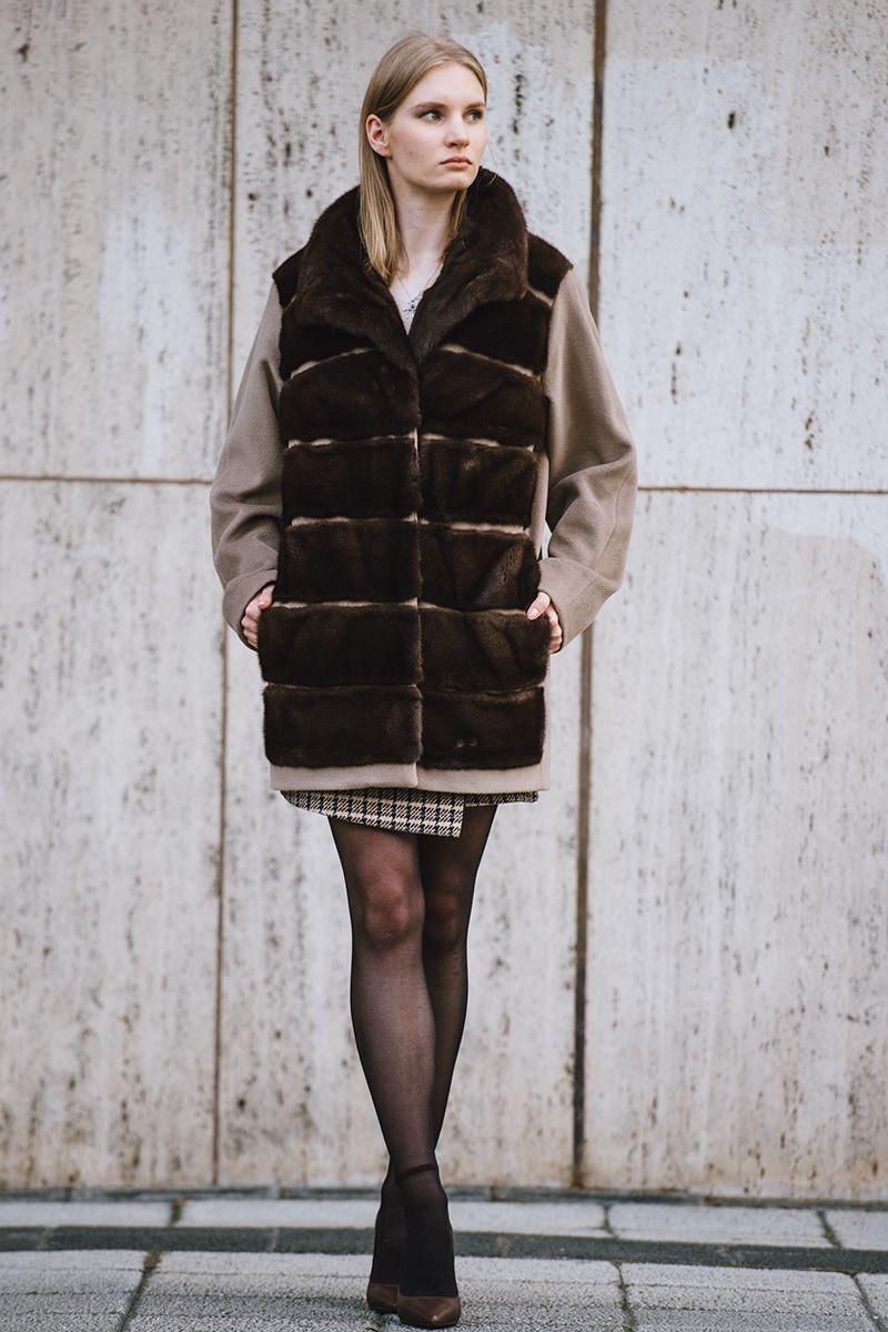 Пальто из кашемира с норкой фото