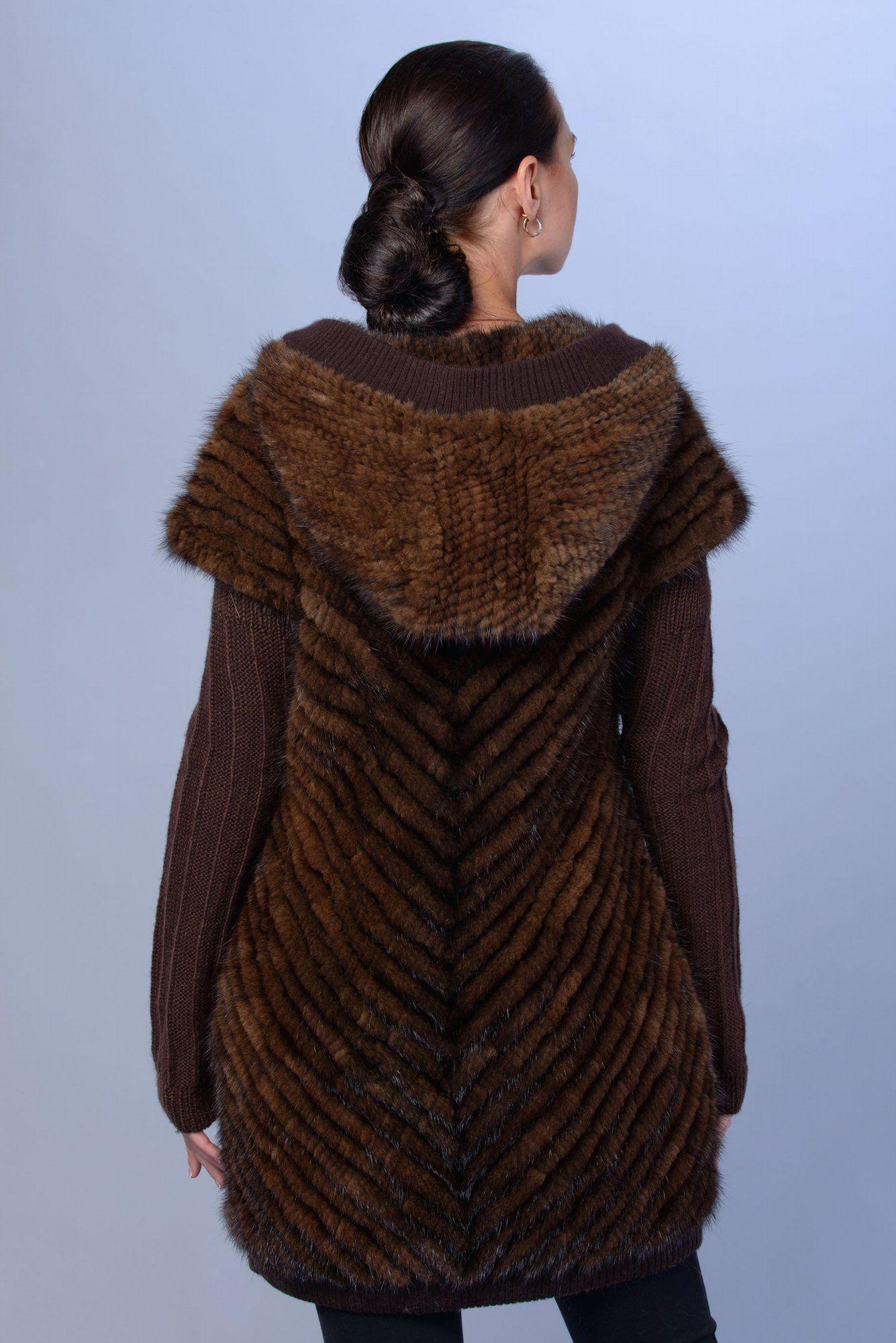 Вязаный жилет из  норки фото