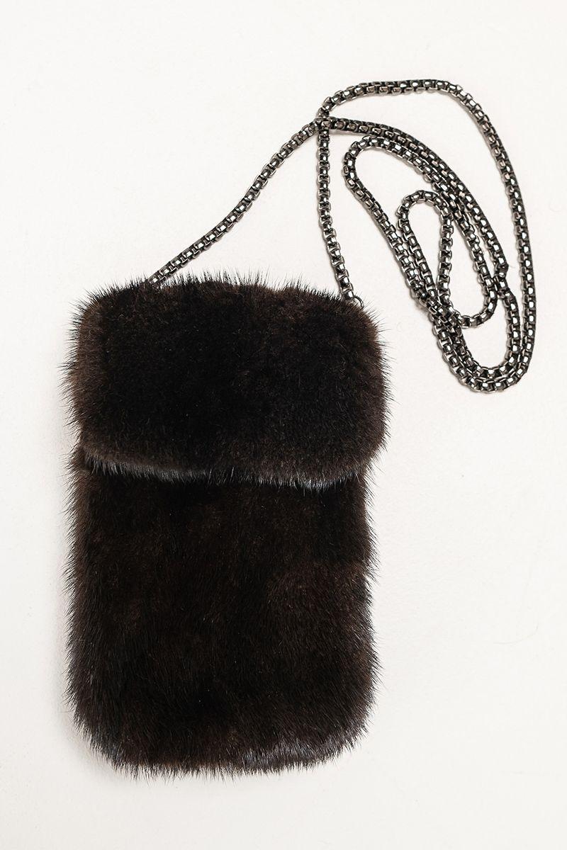 Сумка-чехол для телефона из меха норки фото