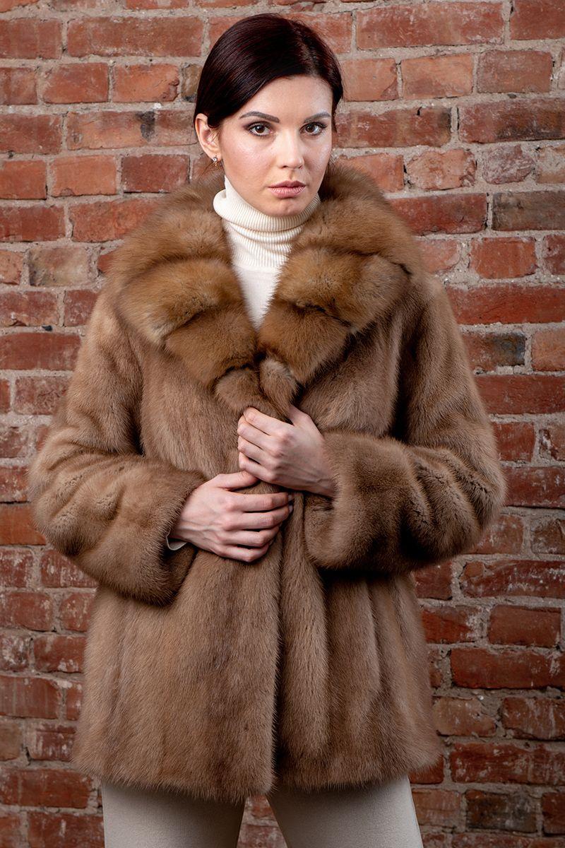 Норковая шуба с куницей фото