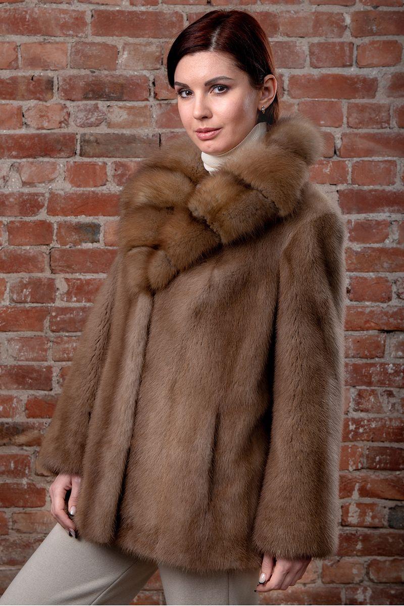 Норковая шуба с куницей фото