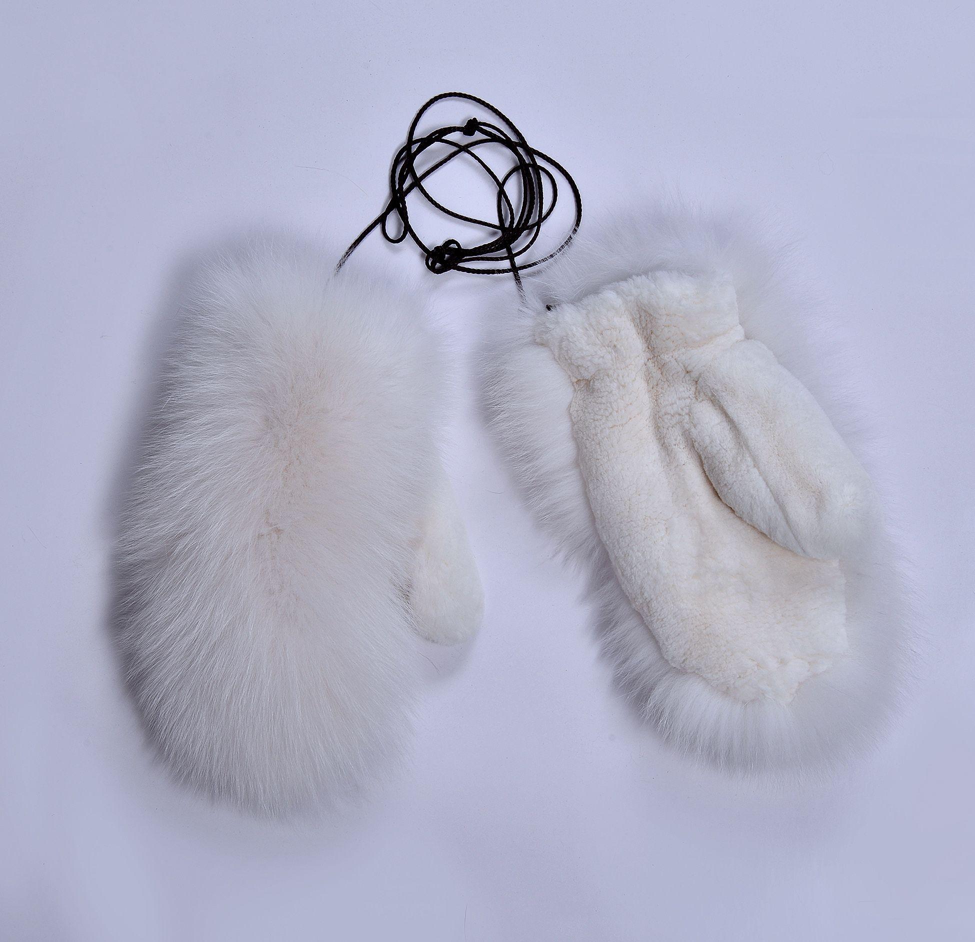 Варежки из меха кролика и песца фото