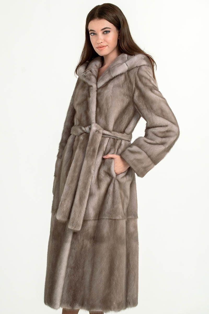 Норковая шуба с капюшоном фото