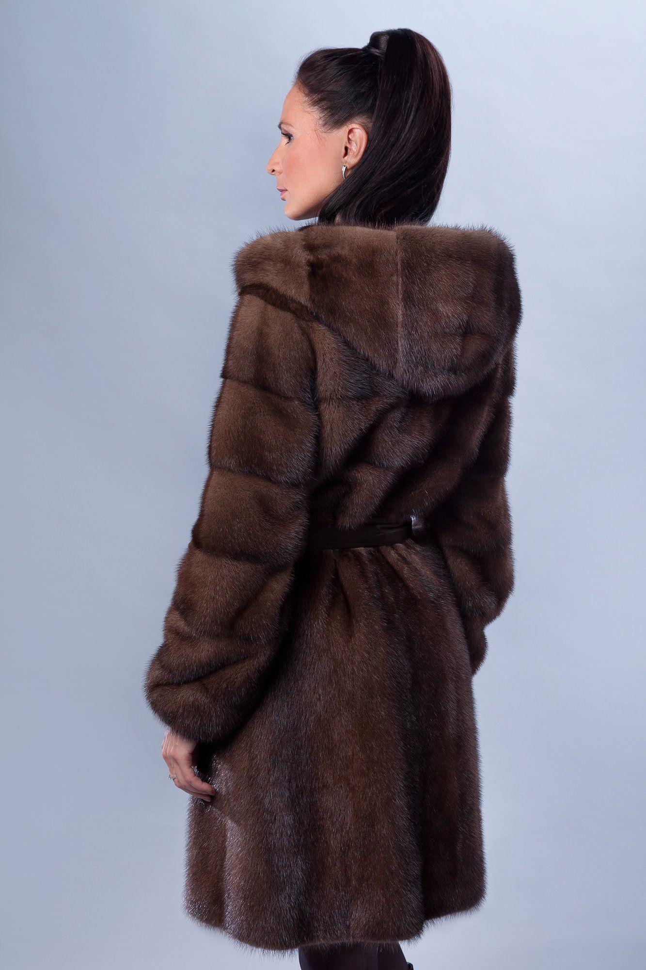 Норковая шуба с капюшоном фото