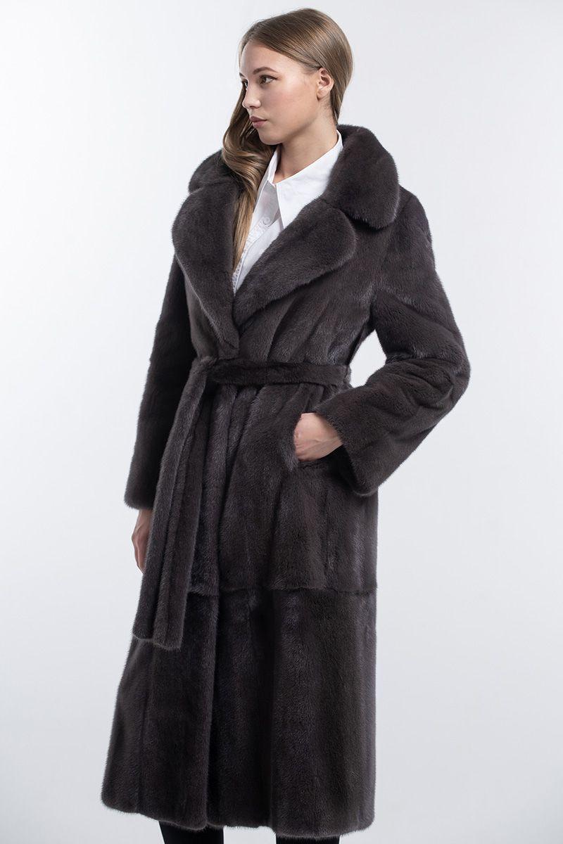 Шуба из норки с английским воротником фото