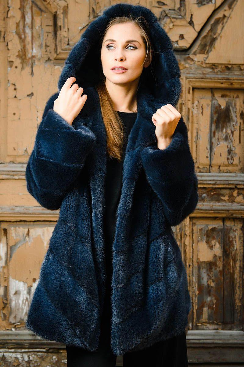 Куртка из норки с капюшоном фото