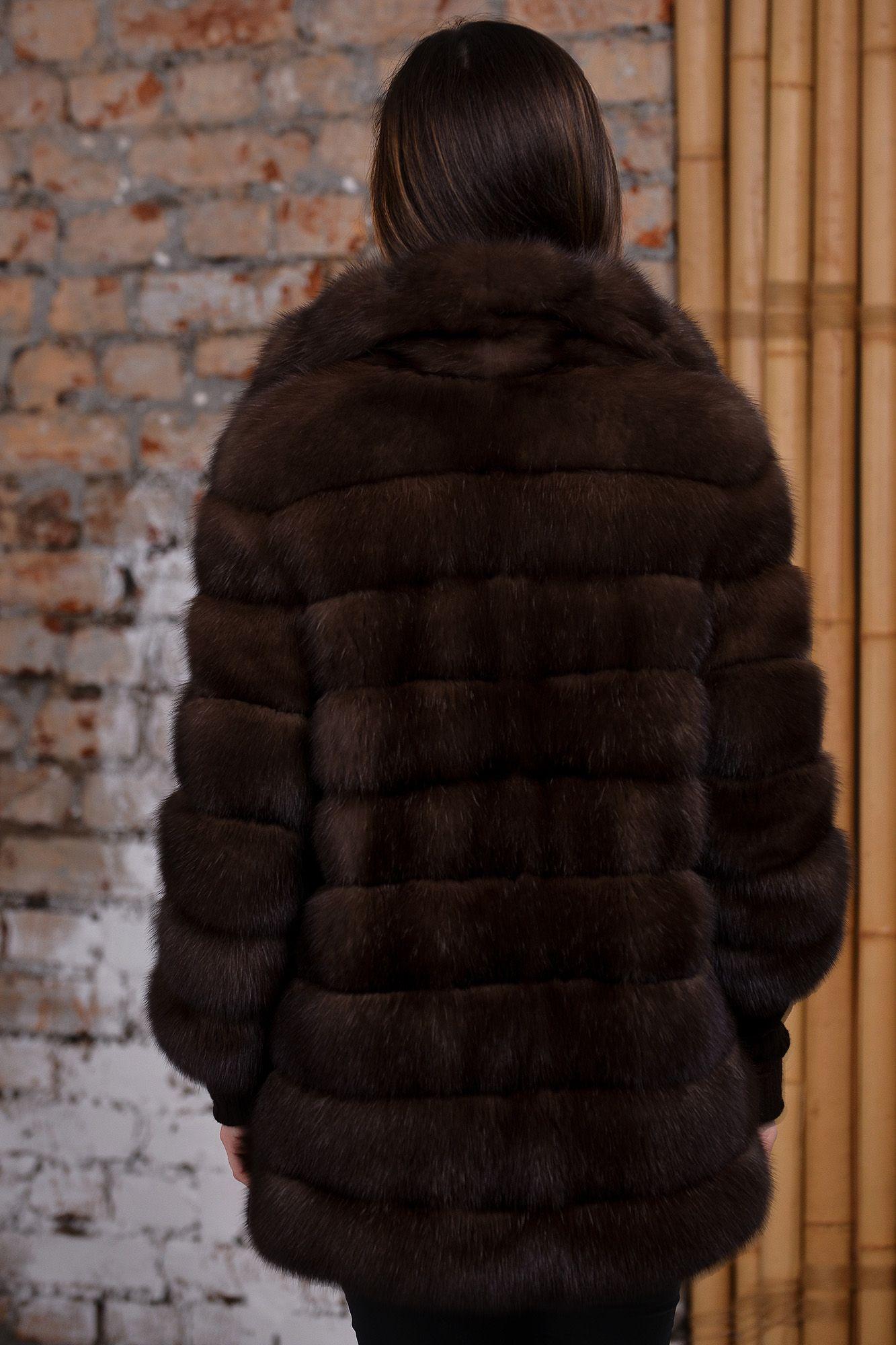 Шуба из меха соболя с воротником фото