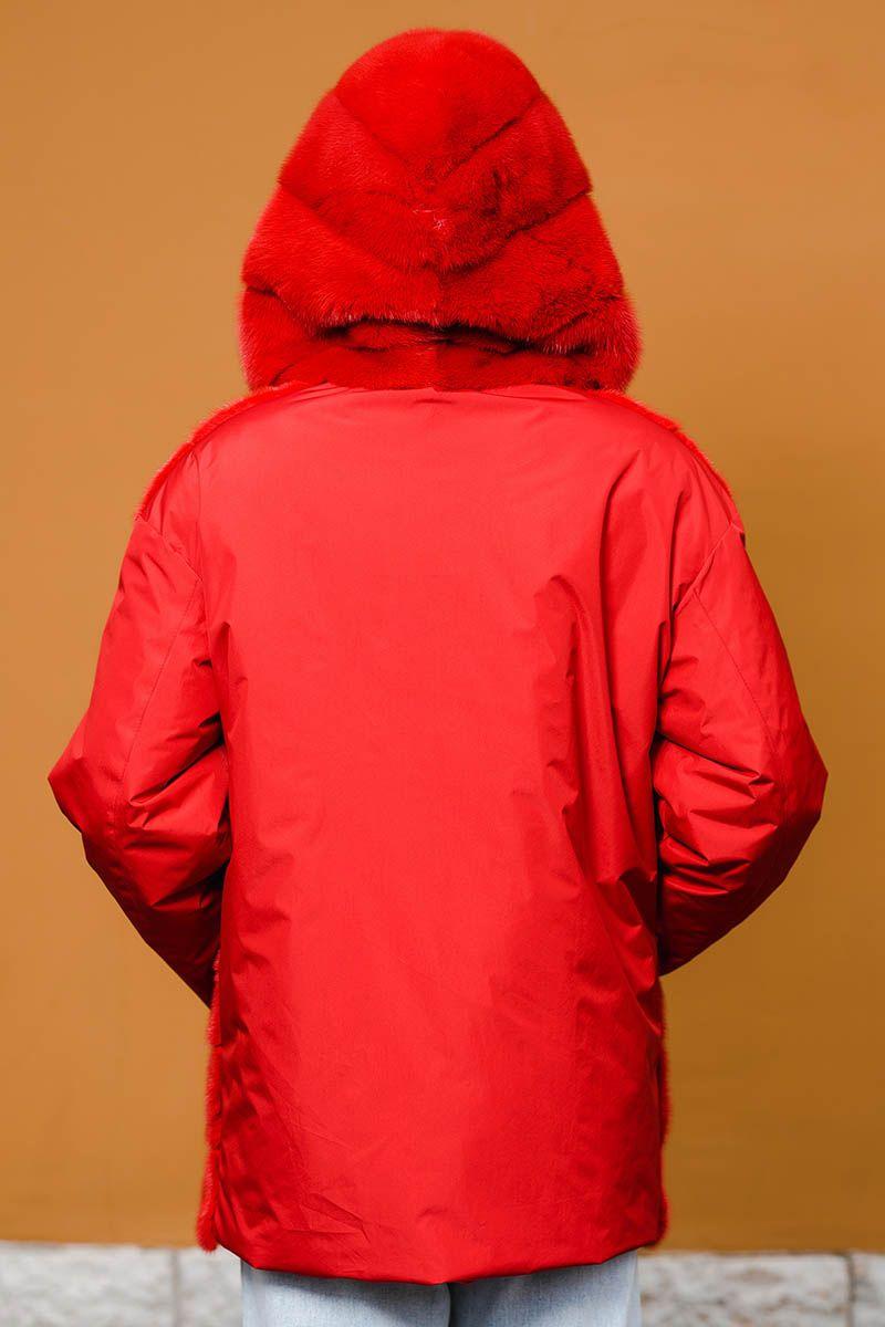 Куртка из норки с элементы из ткани фото