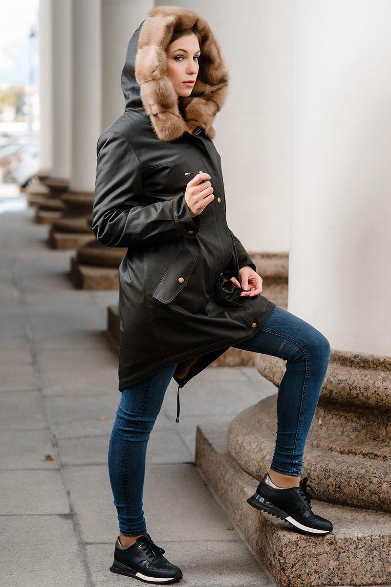 Парка из меха норки двусторонняя фото