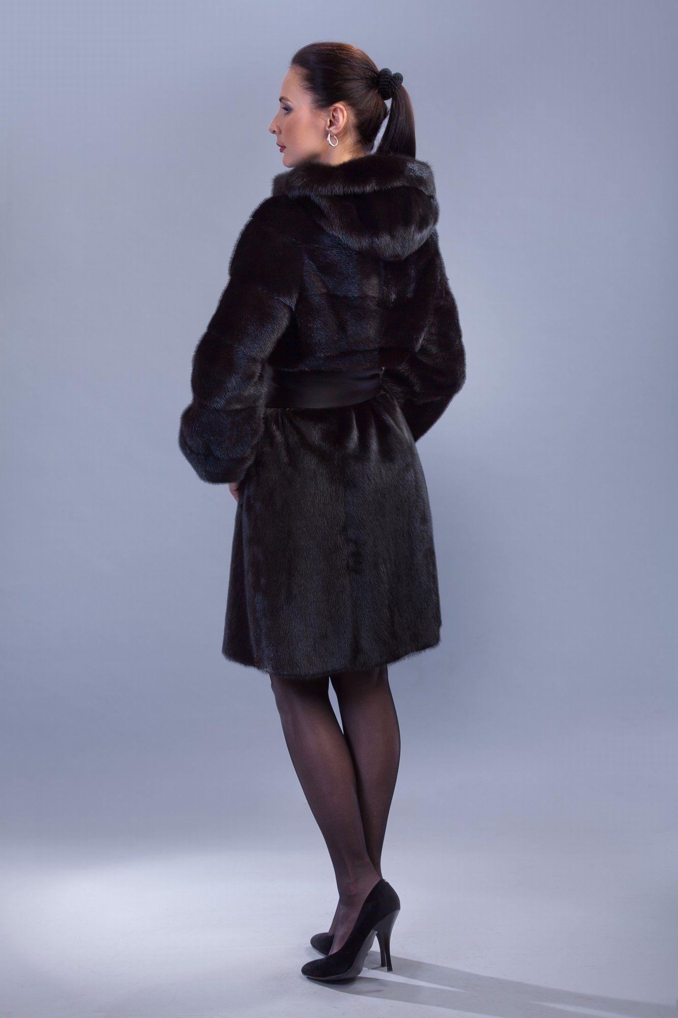 Норковая шуба с капюшоном фото