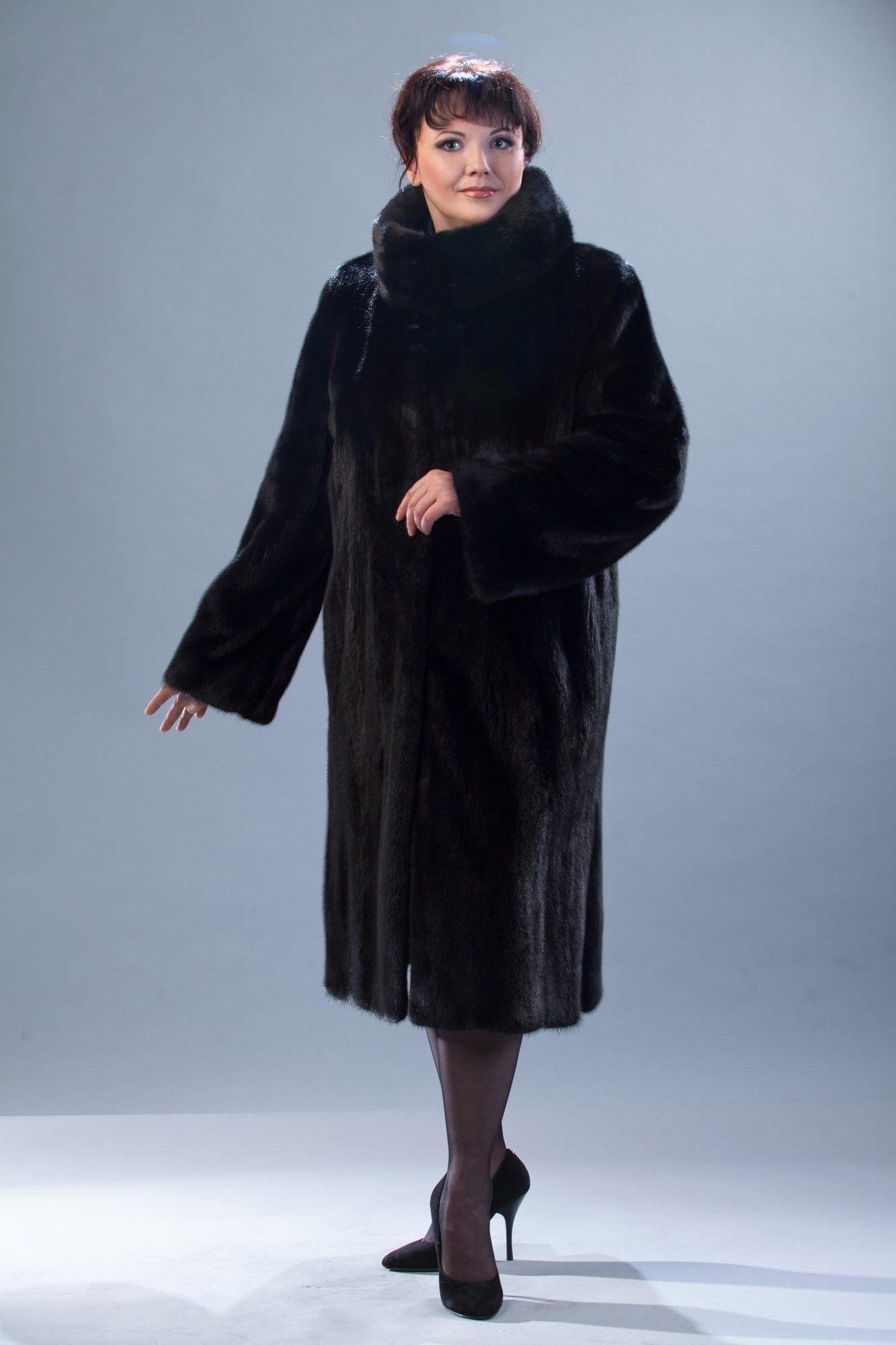 Шуба из  норки с  воротником стойка фото