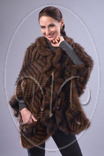 Вязаная накидка из норки фото