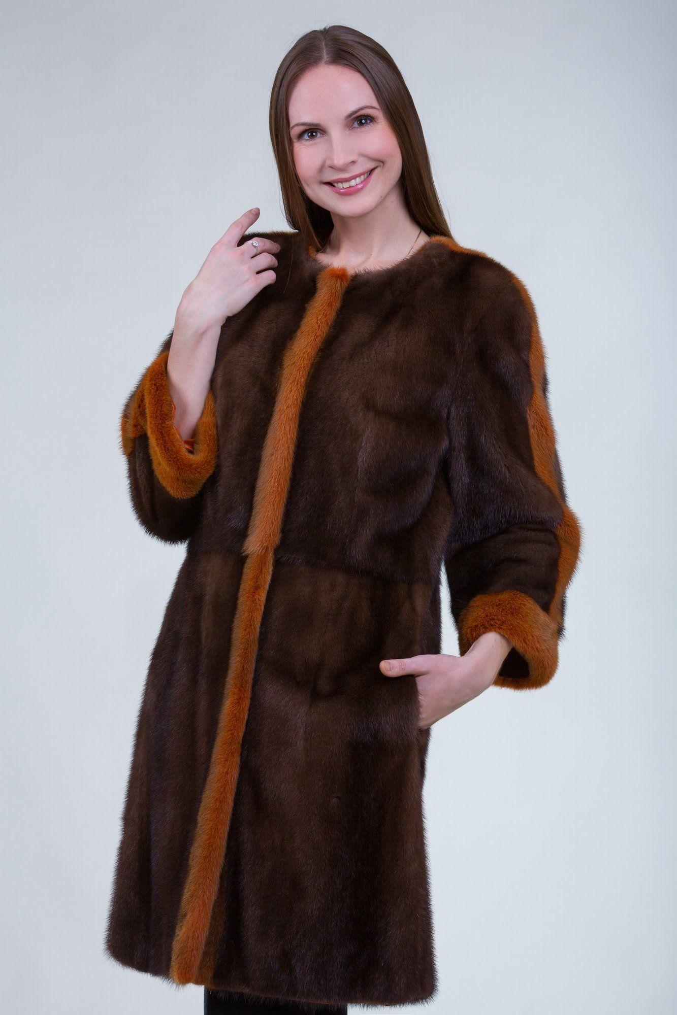 Шуба из норки без воротника фото