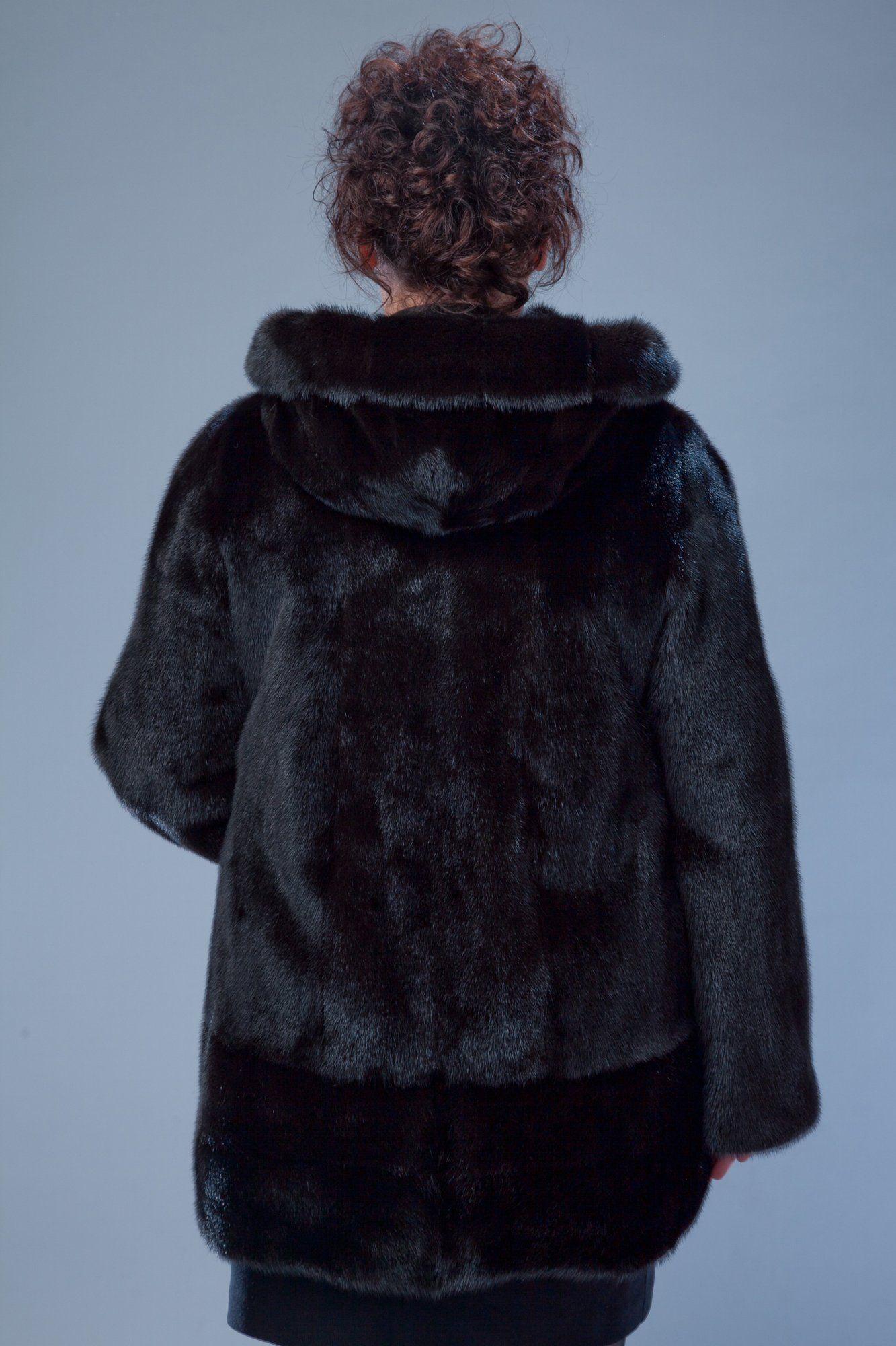 Куртка из норки с капюшоном фото