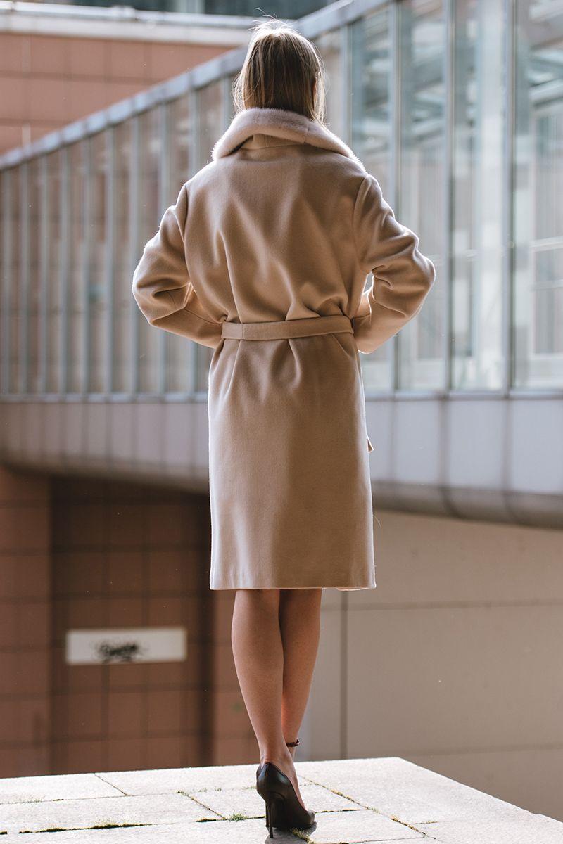 Пальто из кашемира с норкой фото