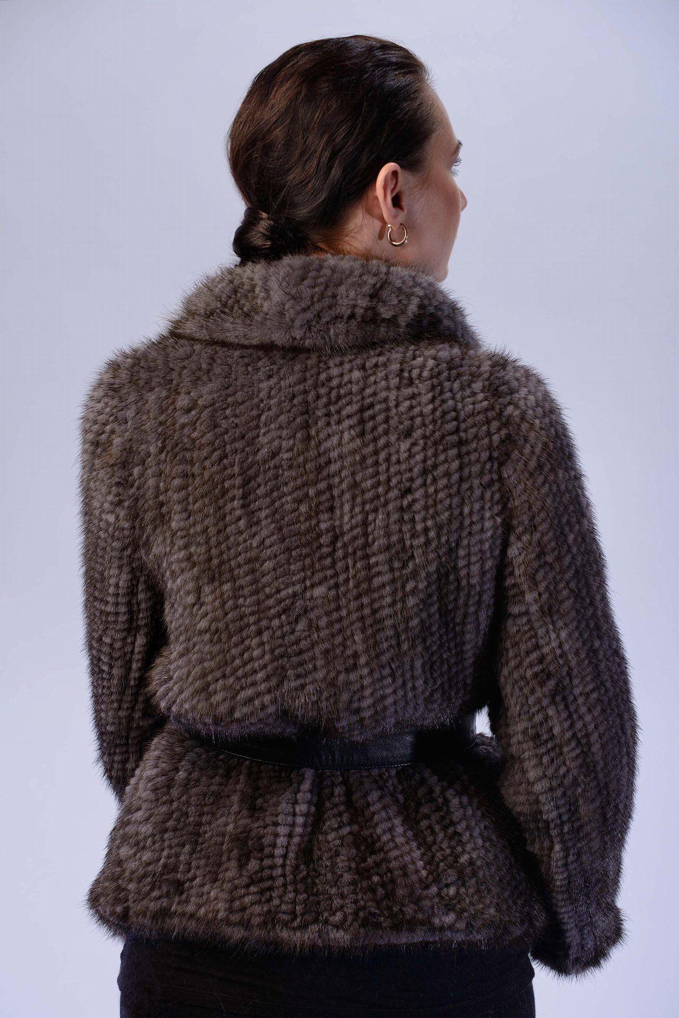 Жакет вязаный из меха норки фото