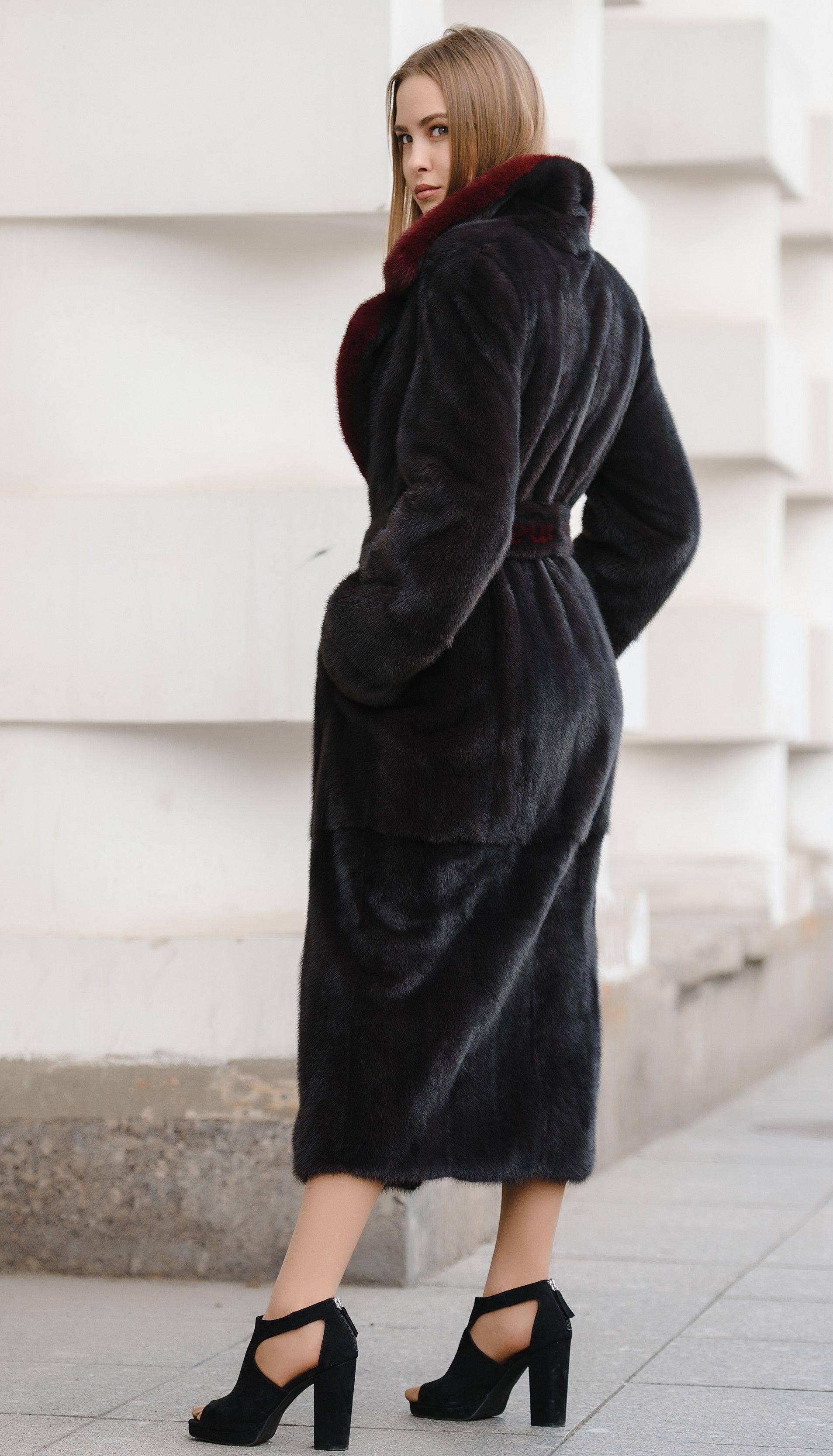 Норковая шуба с английским воротником фото