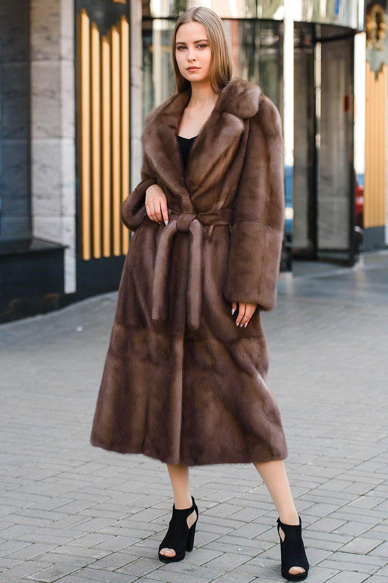 Шуба из норки с английским воротником фото