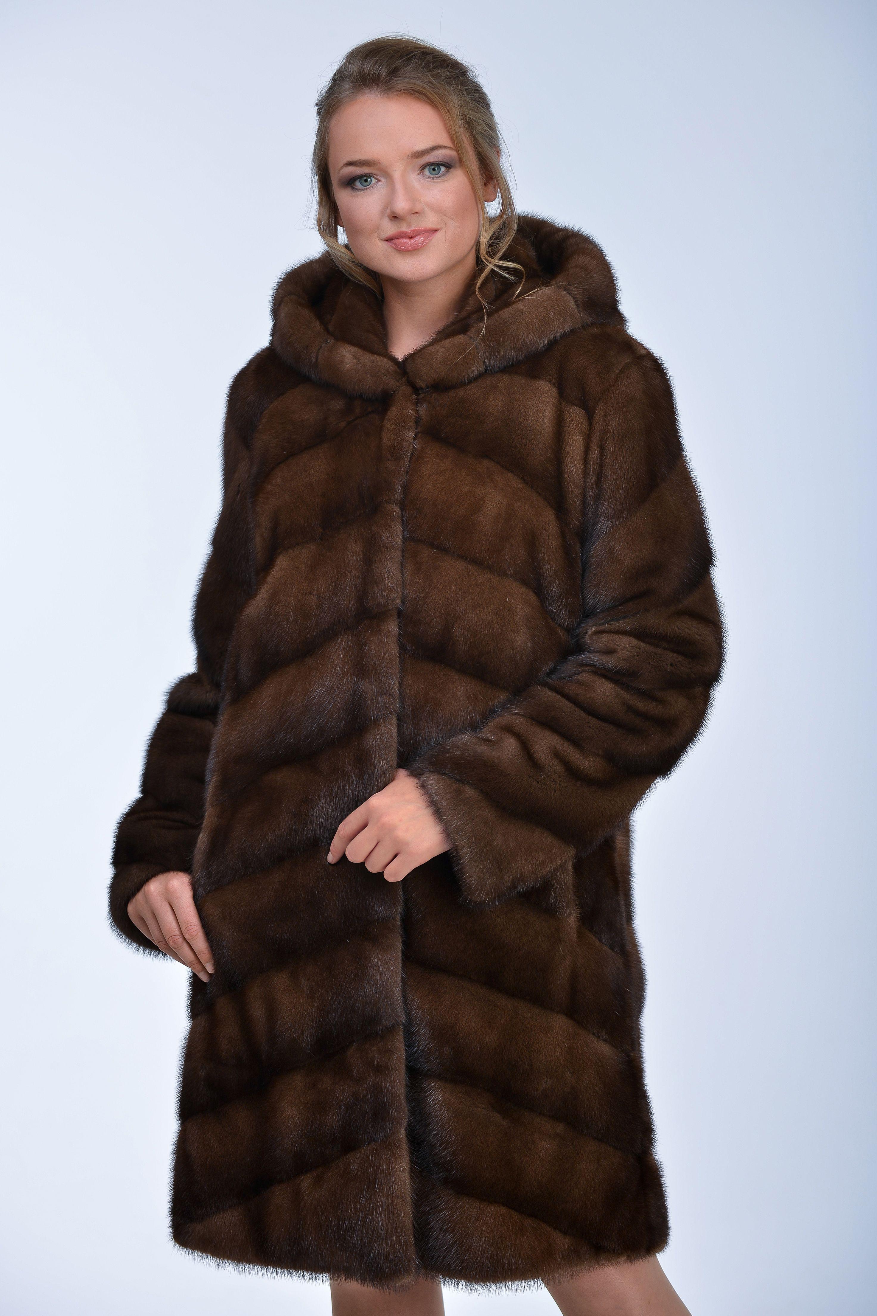 Норковая шуба с капюшоном фото