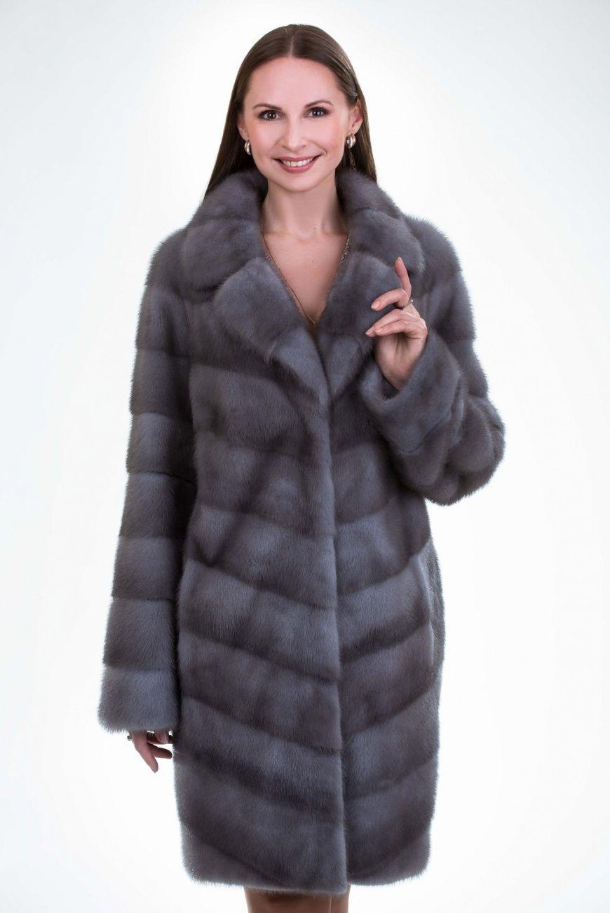 Шуба из норки с английским воротником фото
