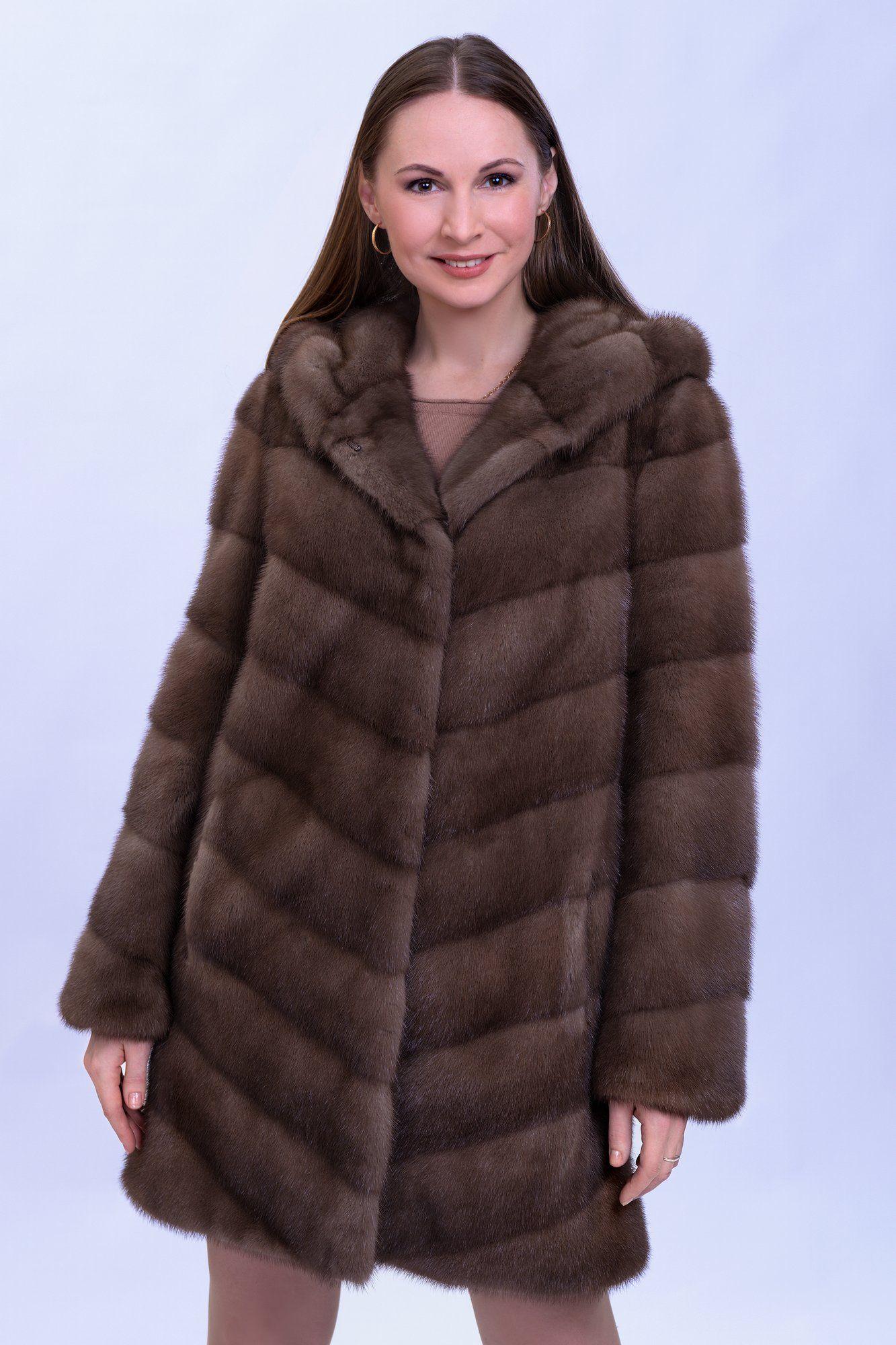 Норковая шуба с капюшоном фото