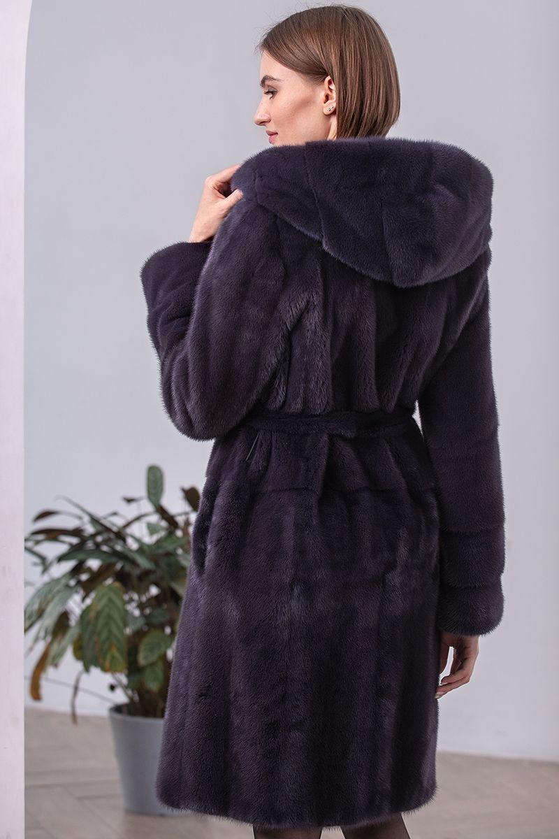 Норковая шуба с капюшоном фото