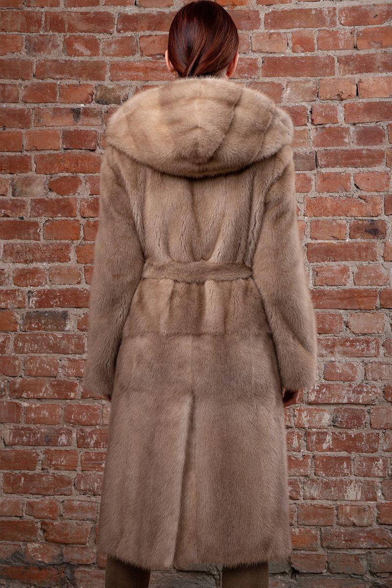 Норковая шуба с капюшоном фото