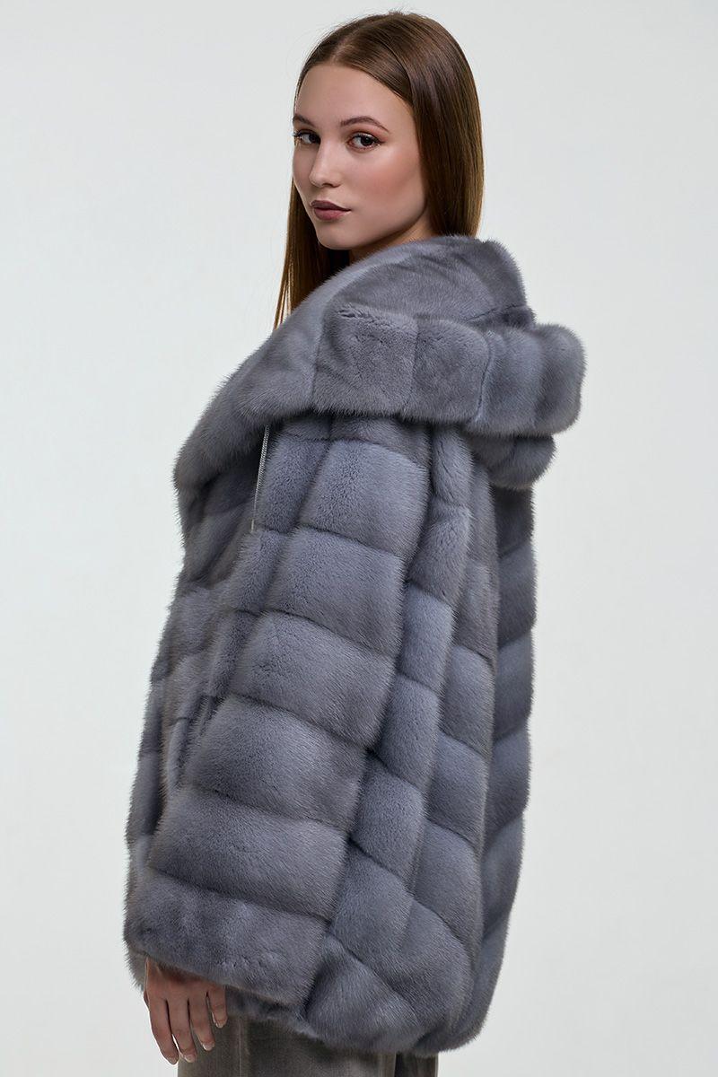 Куртка из норки с капюшоном фото