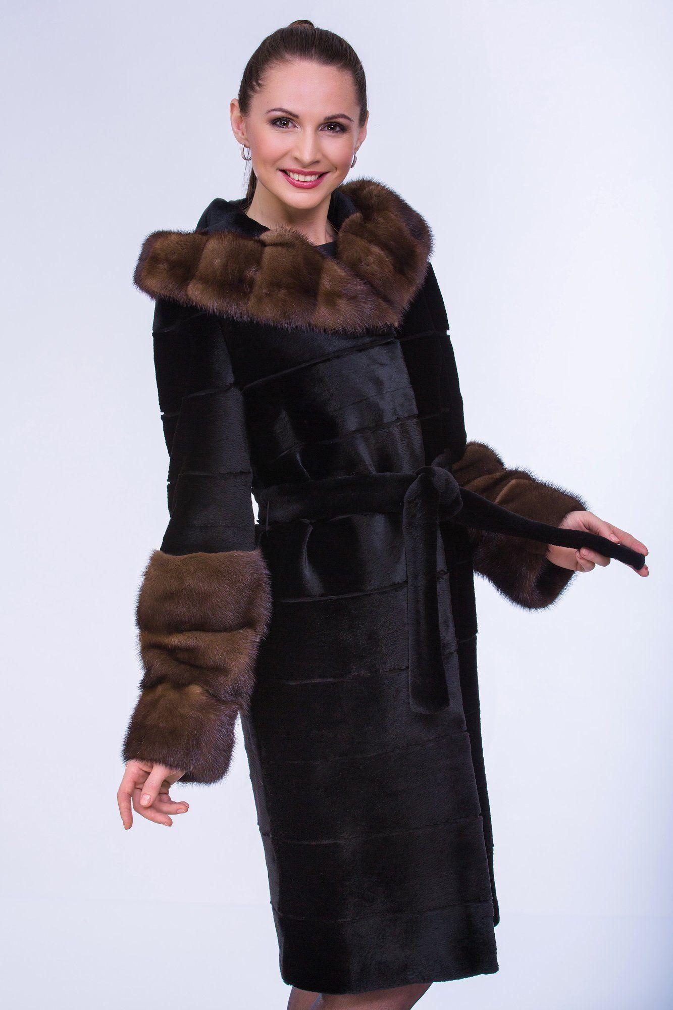Бобровая шуба  с капюшоном фото
