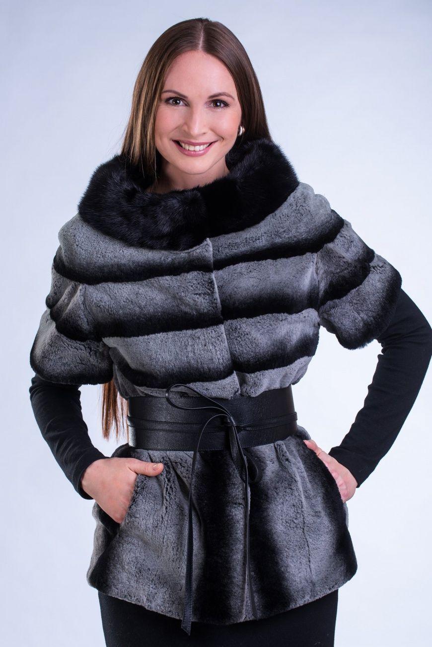 Жакет женский из меха кролика + норка фото