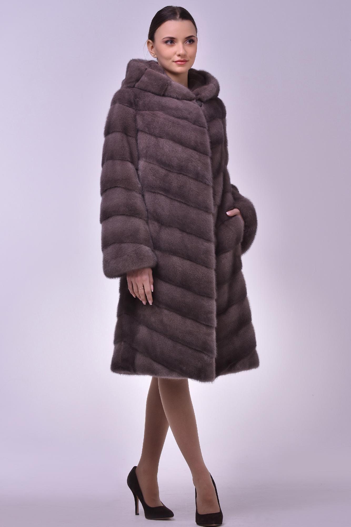 Норковая шуба с капюшоном фото