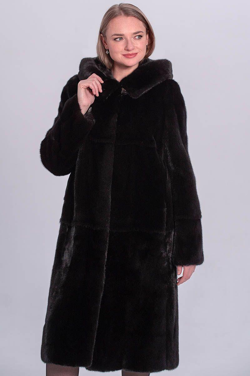 Норковая шуба с капюшоном фото