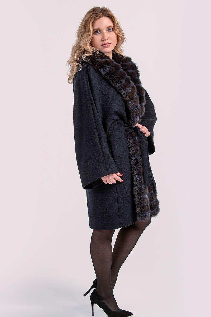 Пальто из кешемира с соболем фото