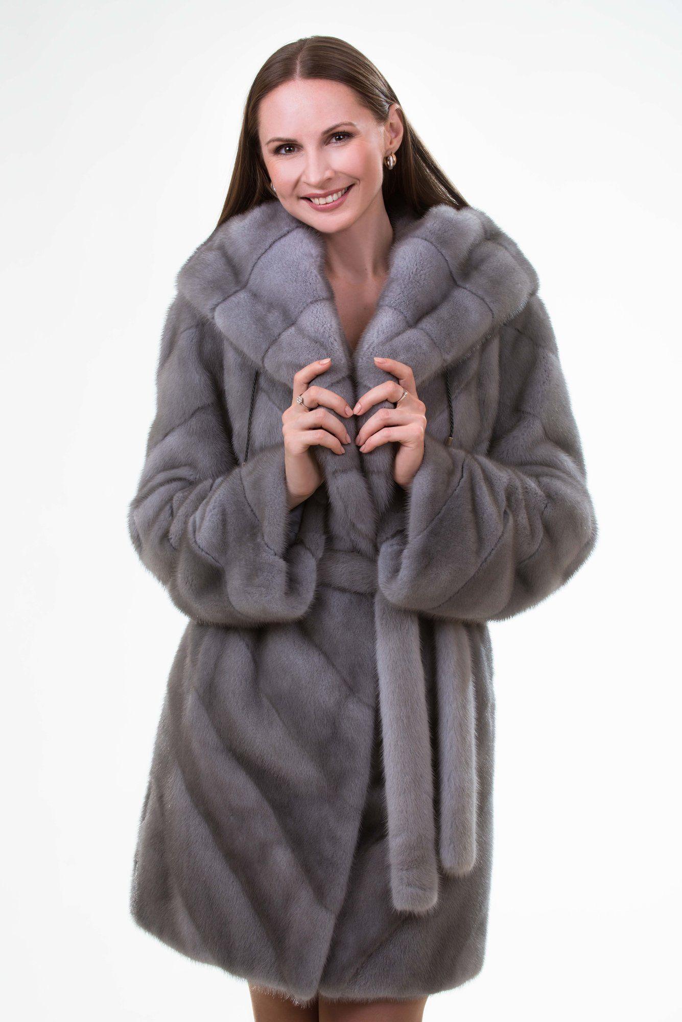 Норковая шуба с капюшоном фото