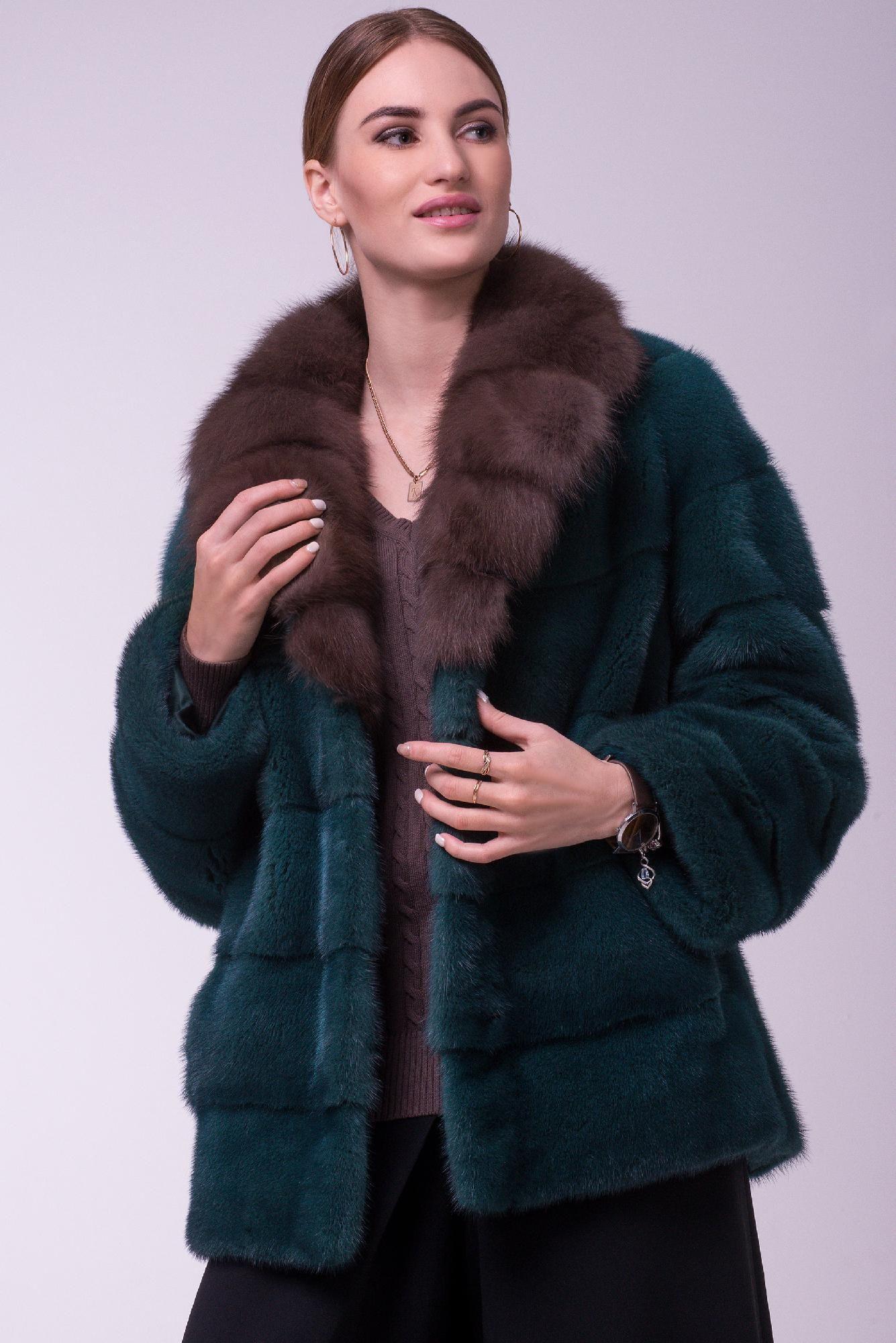 Куртка из норки с воротником из куницы фото