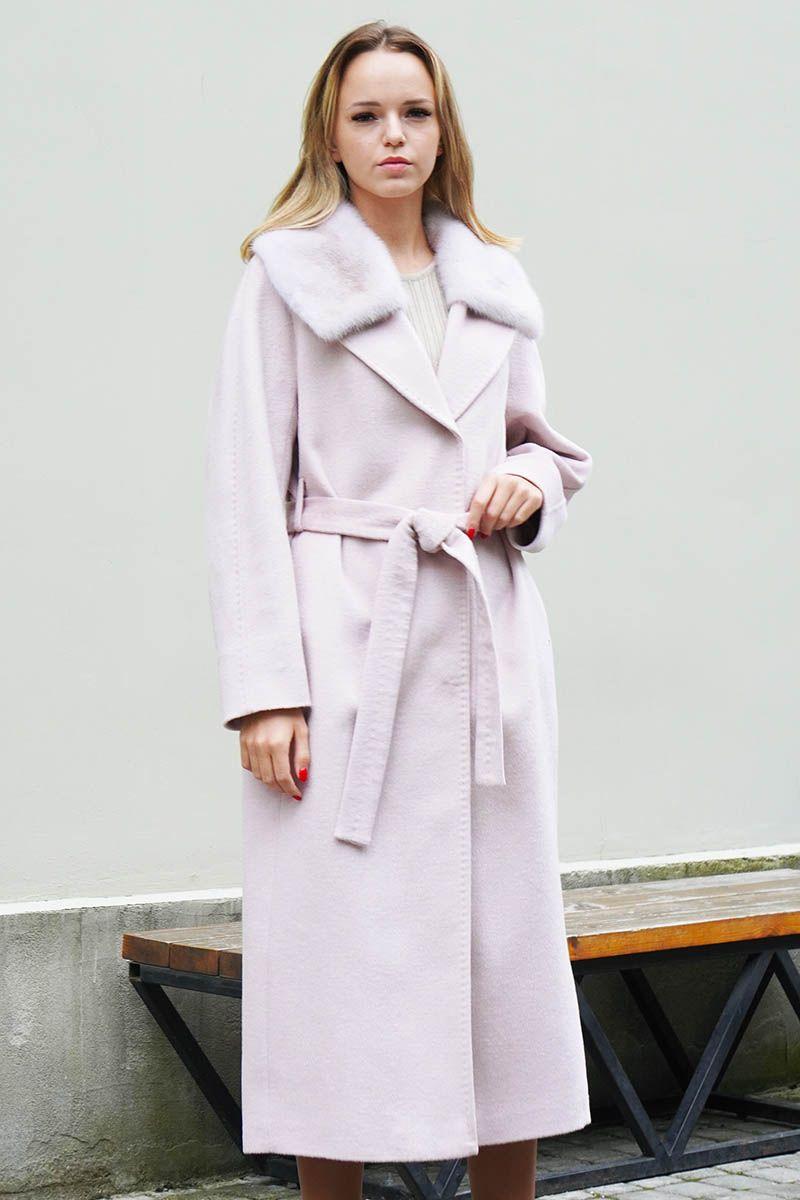 Пальто с воротником из меха норки фото