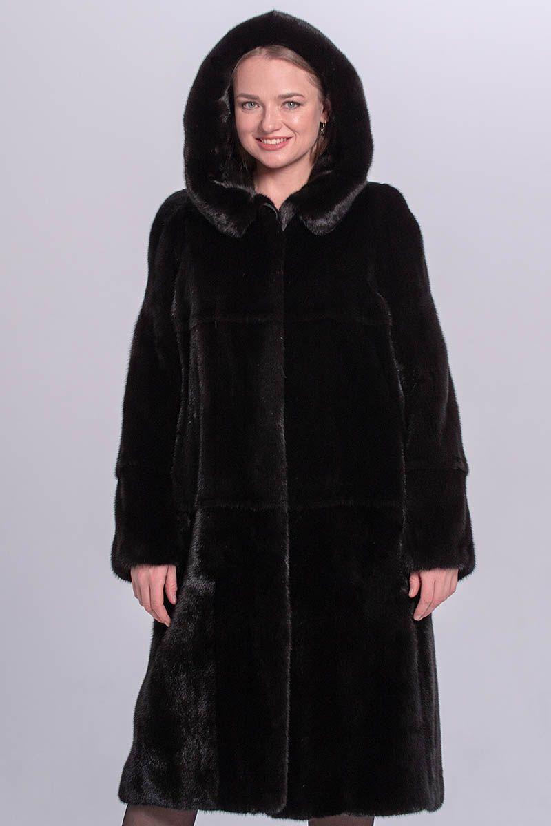 Норковая шуба с капюшоном фото