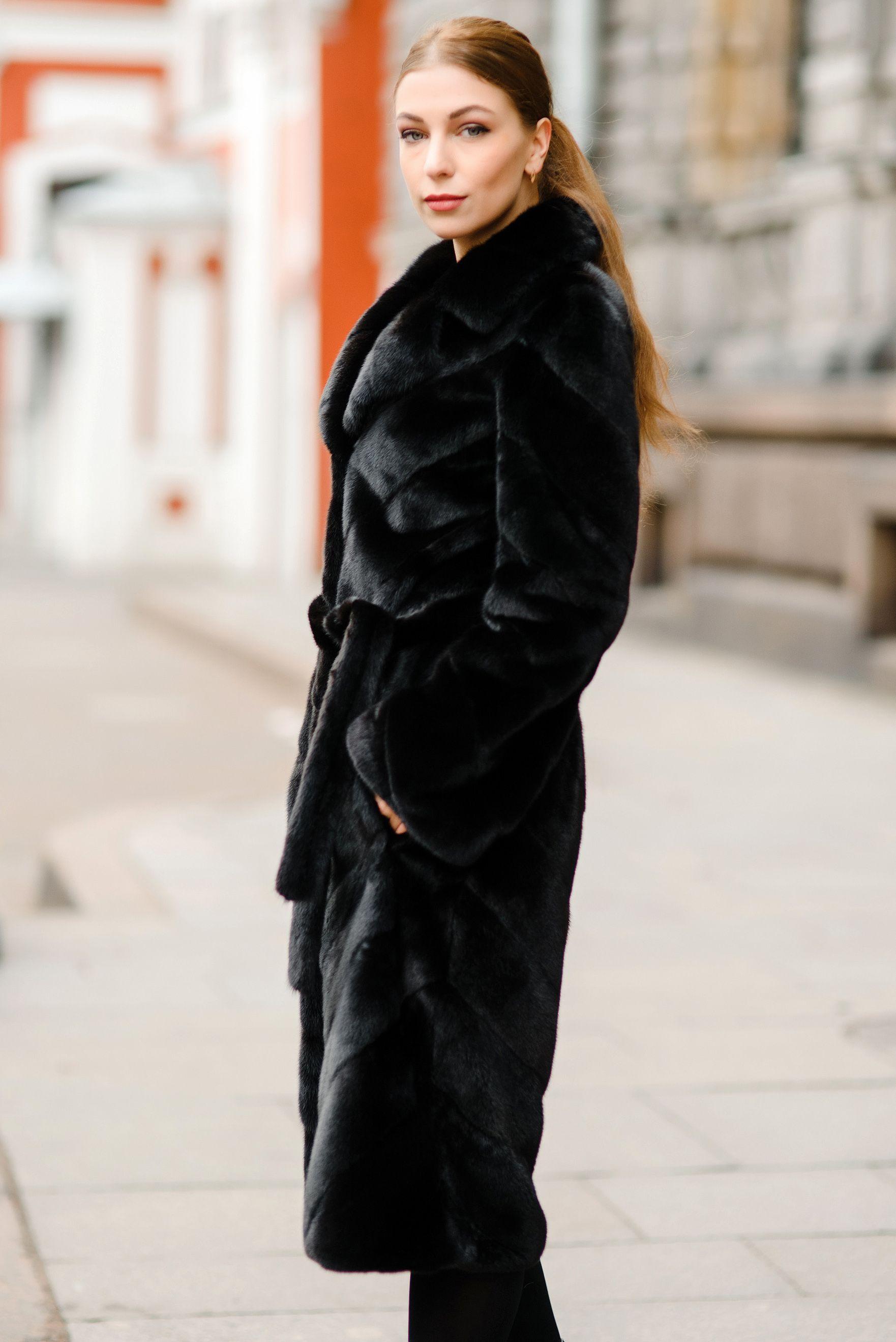 Норковая шуба с английским воротником фото